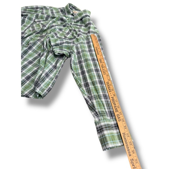 Wrangler Western Snap Shirt Men's Plaid Green Long Sleeve Casual Button‎ Up XXL - Picture 6 of 7